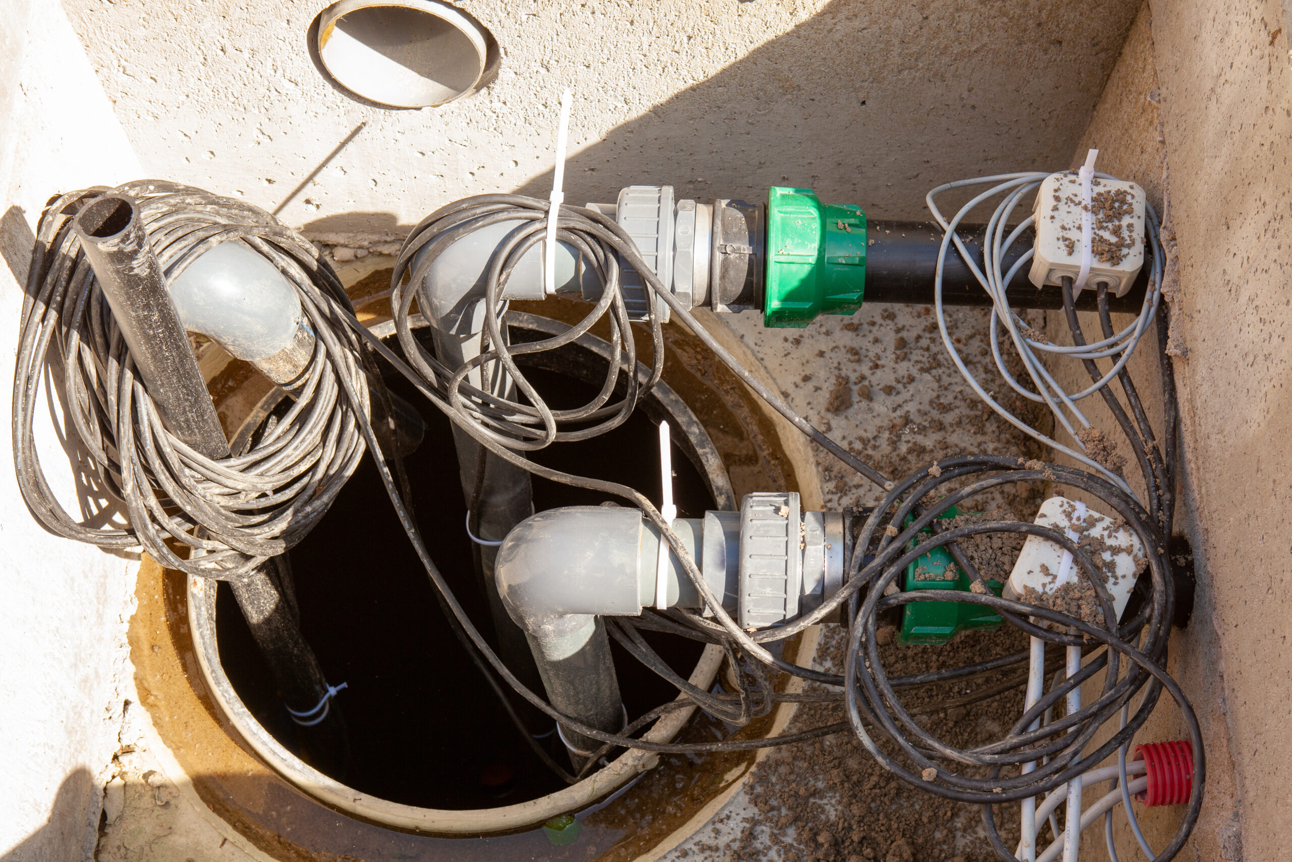 Pit with pumps and pipes